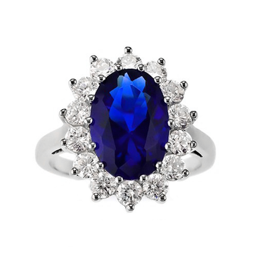 Halo Oval Blue Sapphire Ring