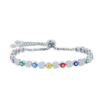 Sparkle Cluster and Rainbow Evil Eye Bolo Bracelet