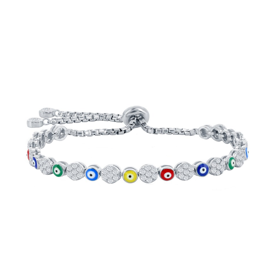 Sparkle Cluster and Rainbow Evil Eye Bolo Bracelet