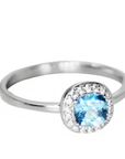 Mini Blue Topaz Halo Ring