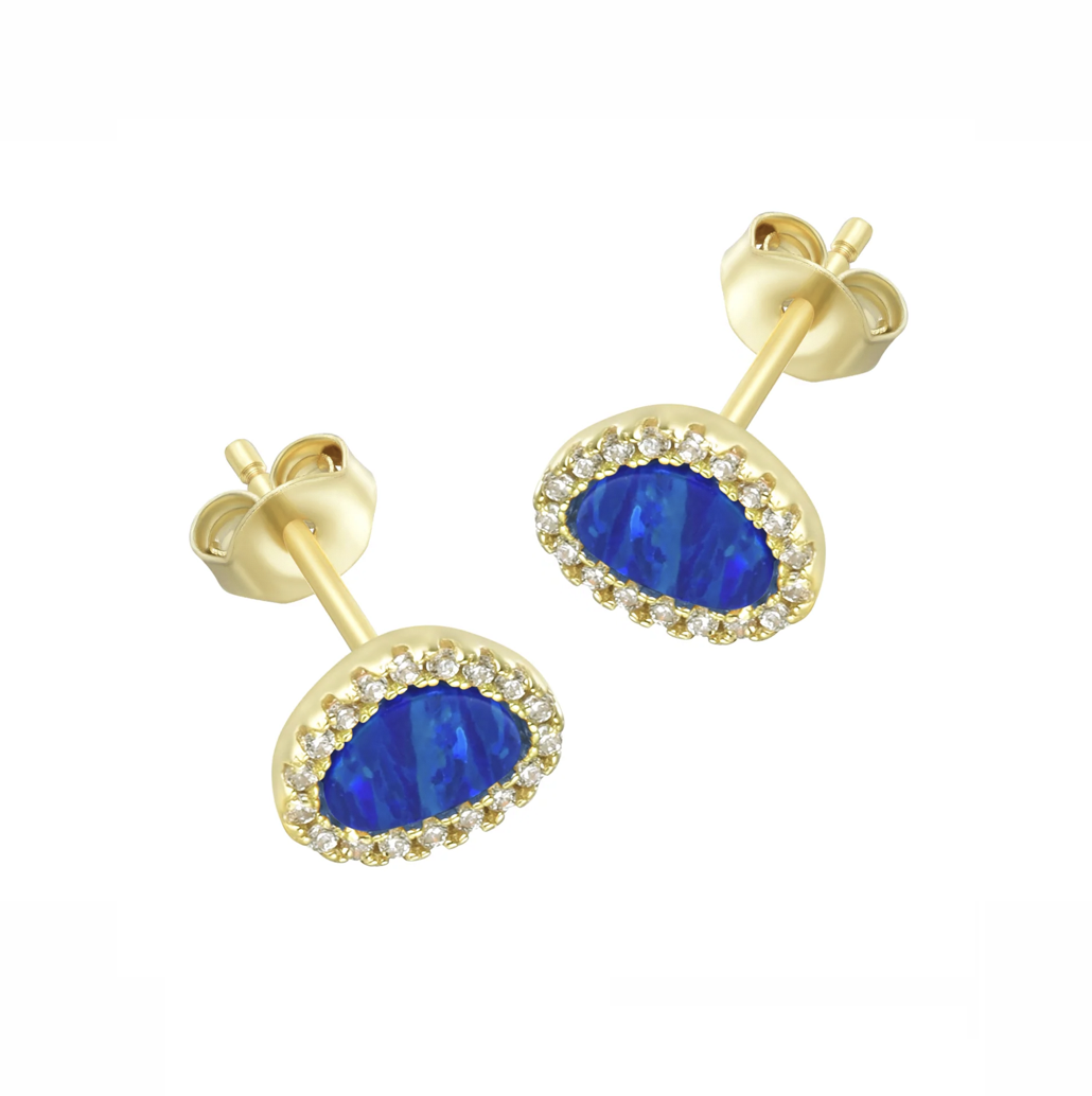 Opal Pebble Stud Earrings (Available in 10 Colors)