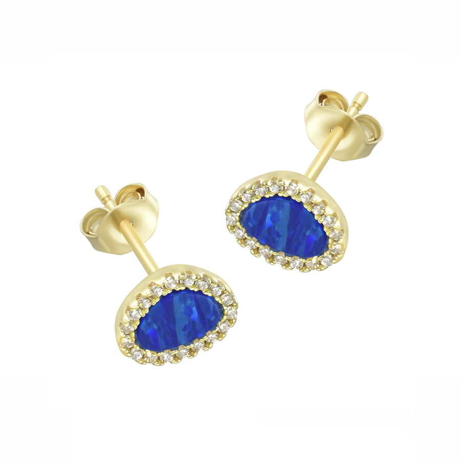 Opal Pebble Stud Earrings (Available in 10 Colors)