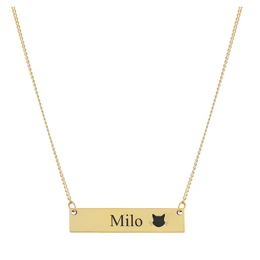 Personalized Cat Paw Name Bar Necklace