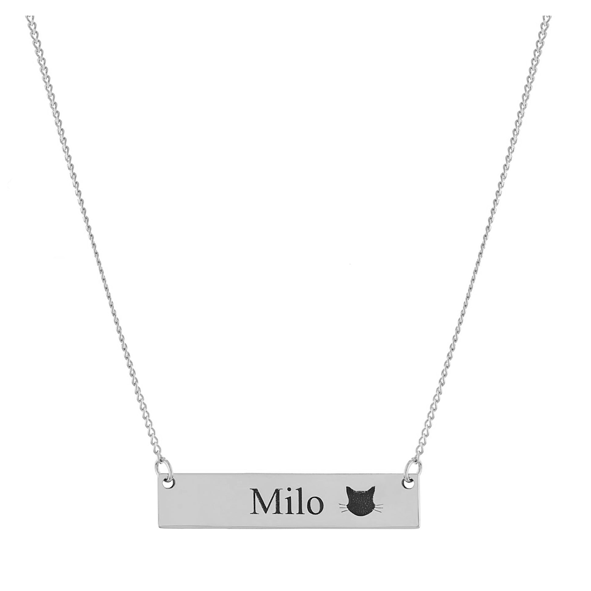 Personalized Cat Paw Name Bar Necklace