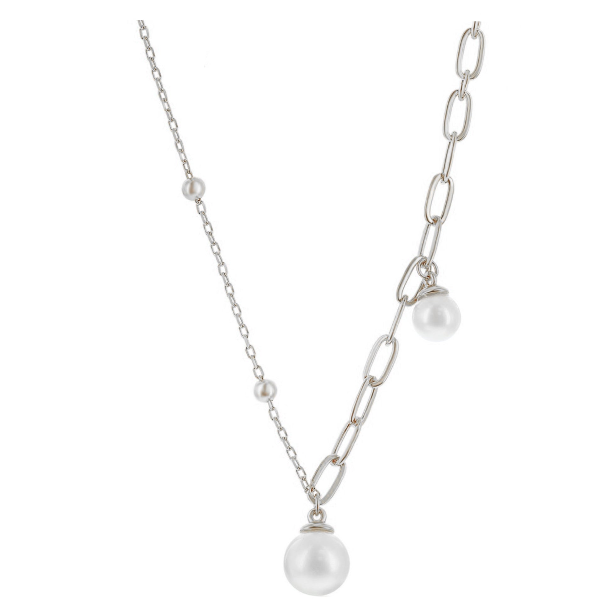 Paperclip and Bead Chain Pearl Necklace
