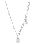 Paperclip and Bead Chain Pearl Necklace
