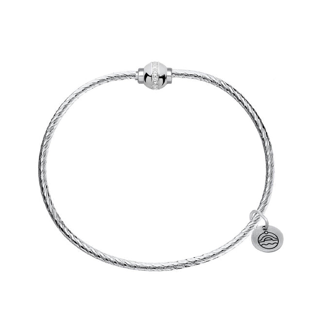 CZ Single Ball Twisted Cape Cod Bracelet