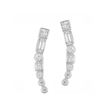 Multi-Shape Bezel Crawler Earrings