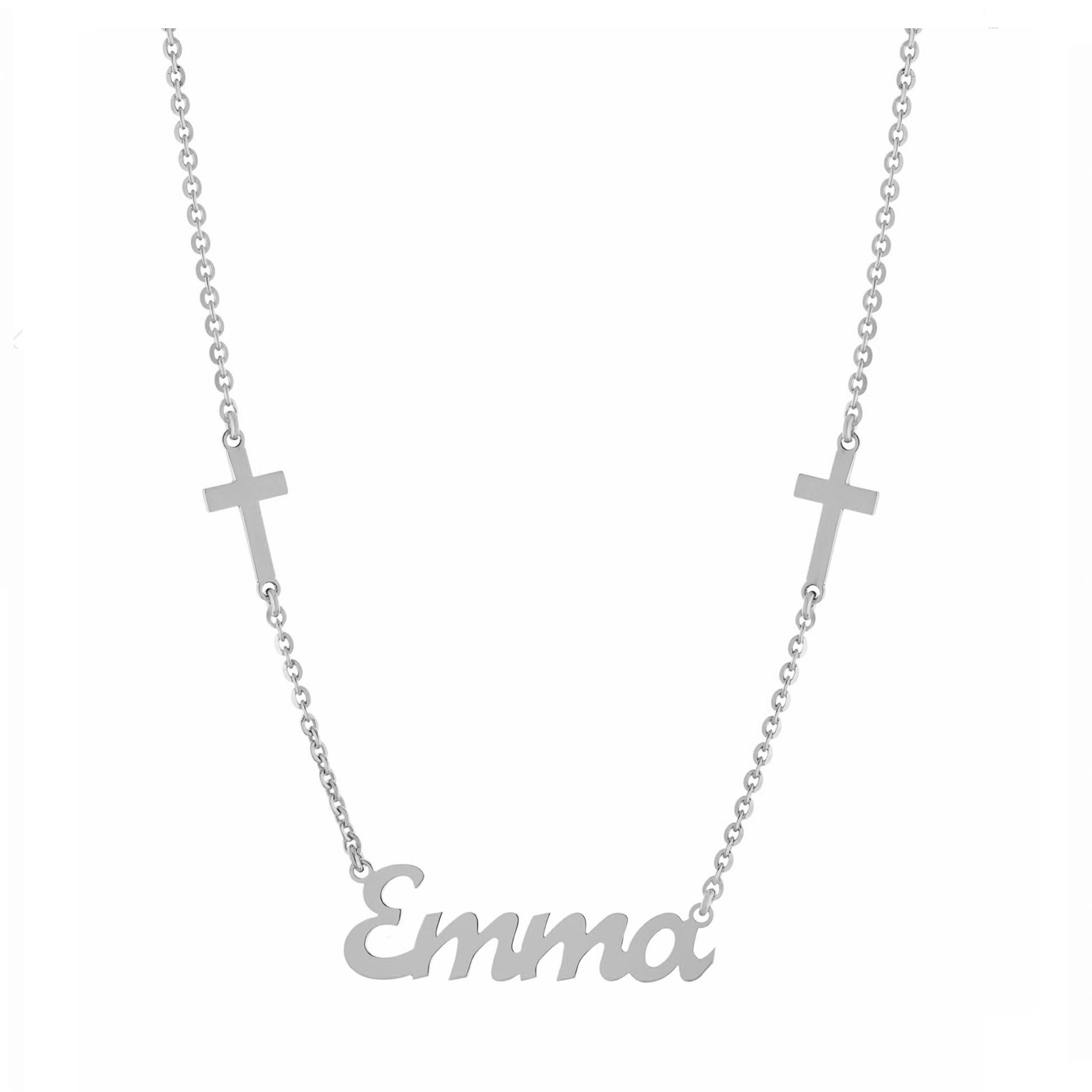Personalized Cross Script Name Necklace