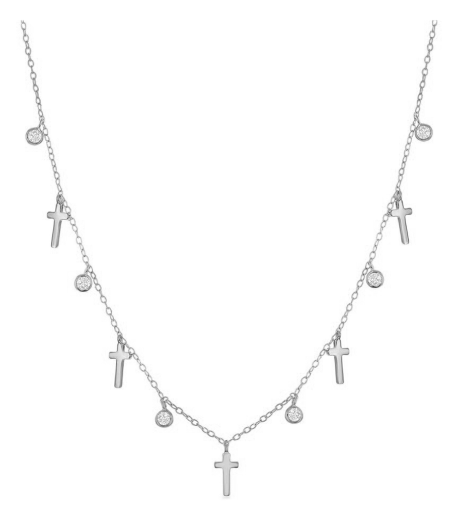 Mini Cross and Dew Drop Necklace