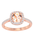 Morganite Cushion Halo Ring