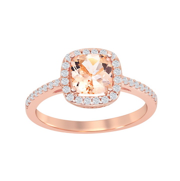 Morganite Cushion Halo Ring