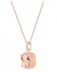 Morganite Cushion Halo Necklace