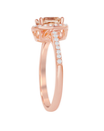 Morganite Cushion Halo Ring