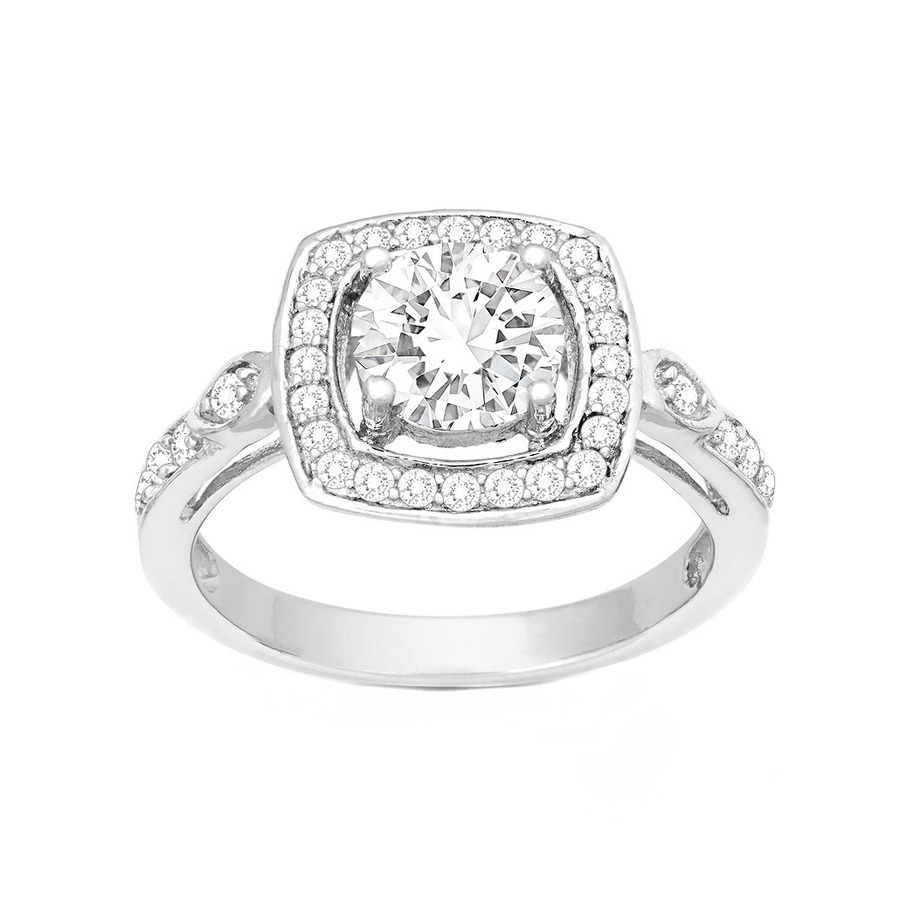 Round Center with Cushion Halo Ring