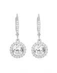 Round Halo Drop Earrings