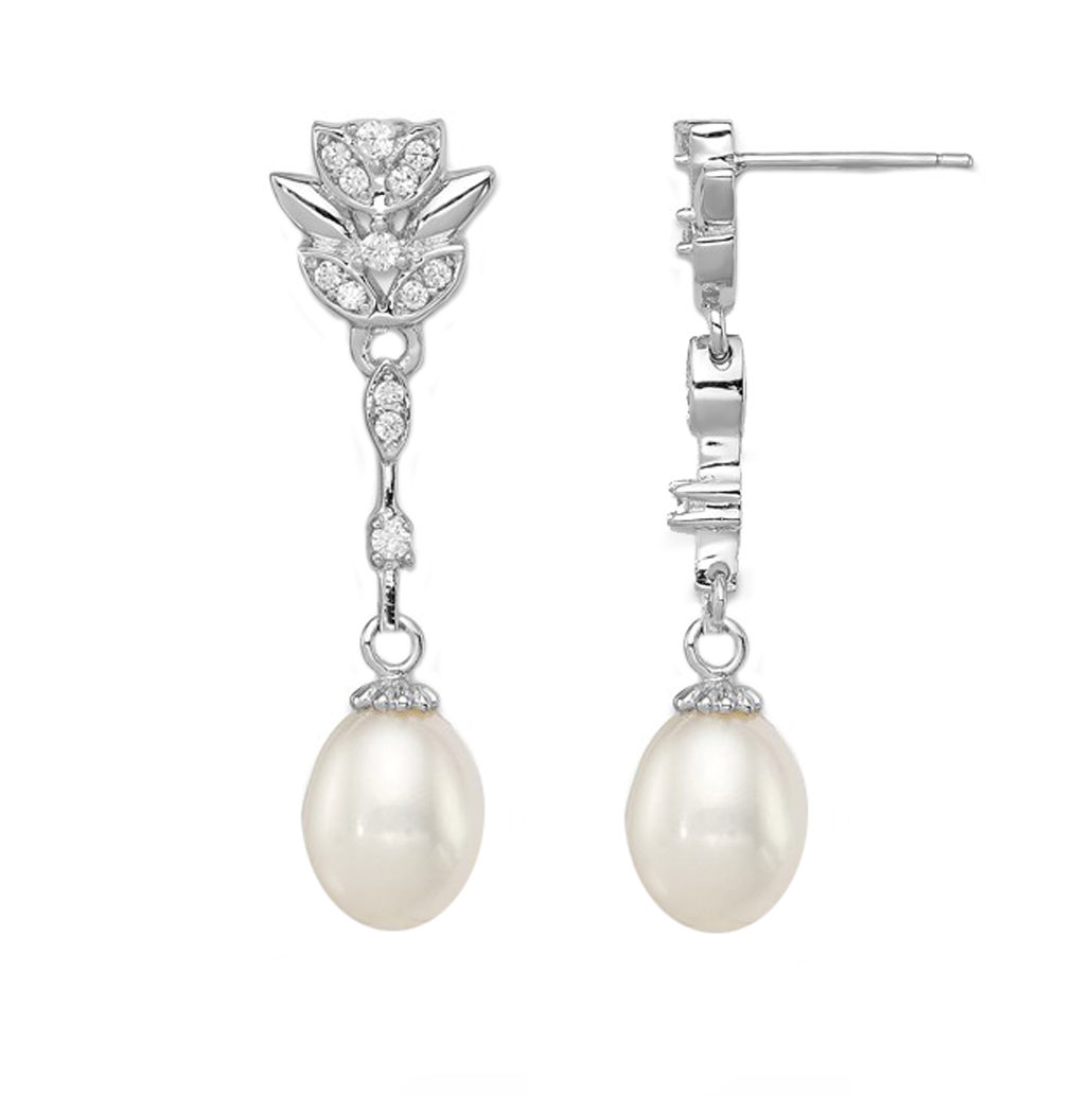 Vintage Sparkle and Freshwater Pearl Drop Earrings