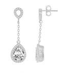 Pear Halo Drop Chain Earrings