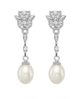 Vintage Sparkle and Freshwater Pearl Drop Earrings