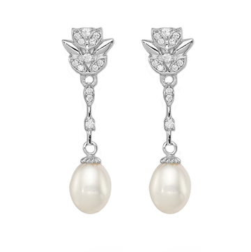 Vintage Sparkle and Freshwater Pearl Drop Earrings