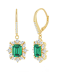 Asscher Emerald Sparkle Drop Earrings