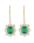 Asscher Emerald Sparkle Drop Earrings