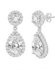 Round and Pear Halo Drop Earrings