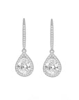 Pear Halo Drop Earrings