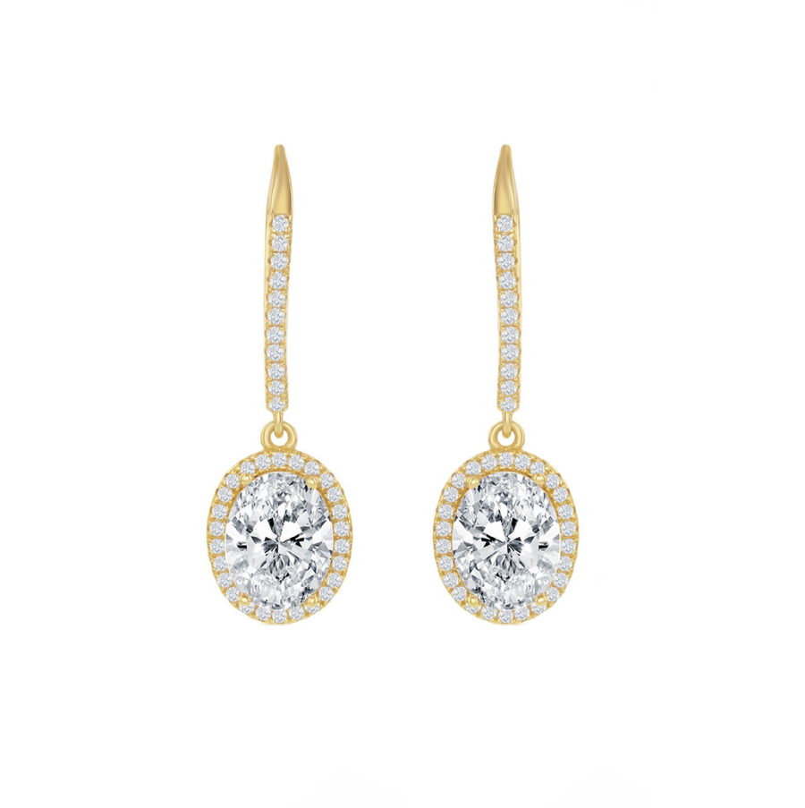 Oval Halo Drop Earrings