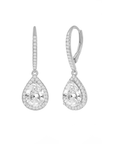 Pear Halo Drop Earrings