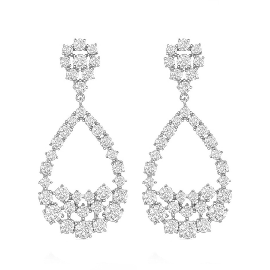 Double Pear-Shaped Cluster Drop Earrings