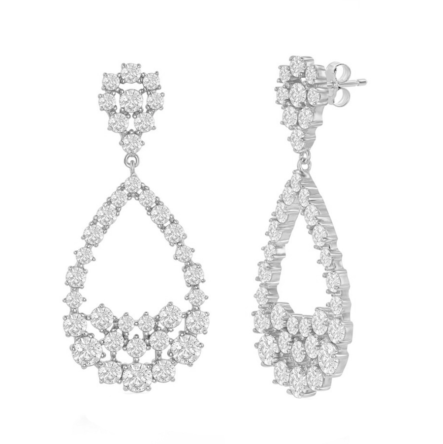 Double Pear-Shaped Cluster Drop Earrings