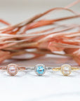 Mini Gold Moonstone Halo Ring