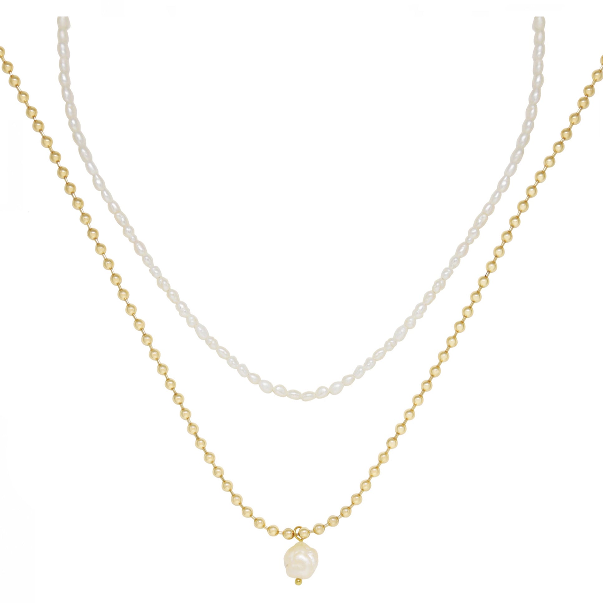 Dainty Pearl Necklace Set