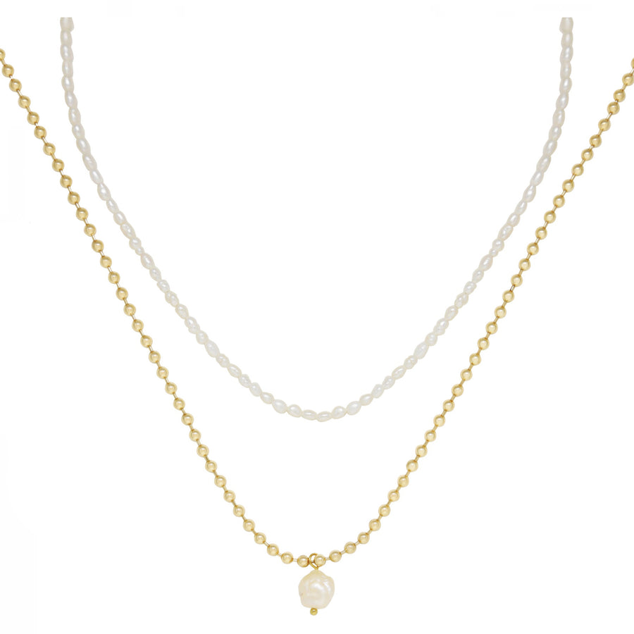 Dainty Pearl Necklace Set