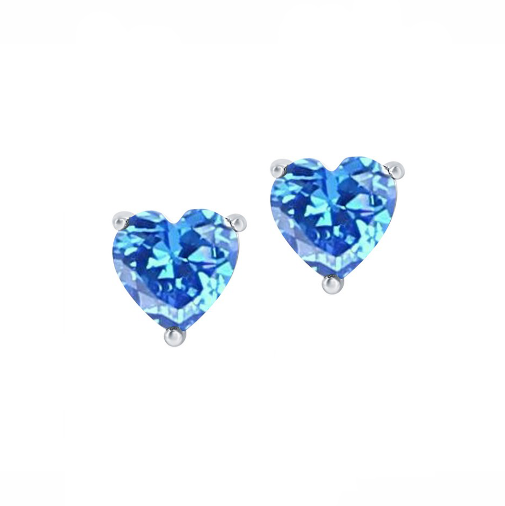 Birthstone Heart Stud Earrings (Available in 12 Colors)