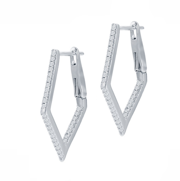 Diamond Shaped Sparkle Hoop Earrings