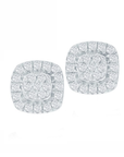 Pave Diamond Cushion Halo Stud Earrings