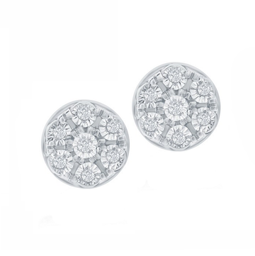 Pave Diamond Disc Stud Earrings