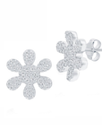 Pave Diamond Flower Stud Earrings