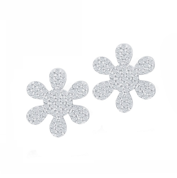Pave Diamond Flower Stud Earrings
