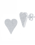 Pave Diamond Heart Stud Earrings