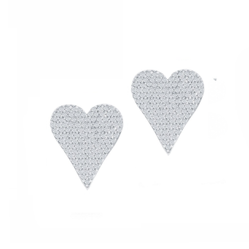Pave Diamond Heart Stud Earrings