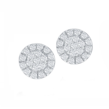 Pave Diamond Round Halo Stud Earrings