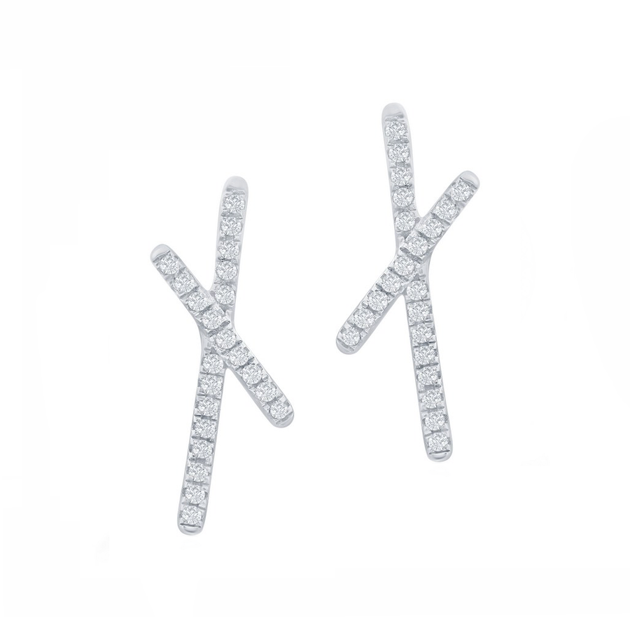 Pave Diamond X Stud Earrings