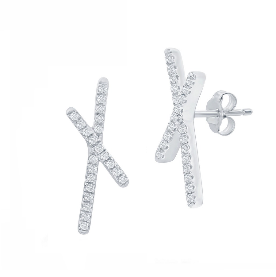 Pave Diamond X Stud Earrings