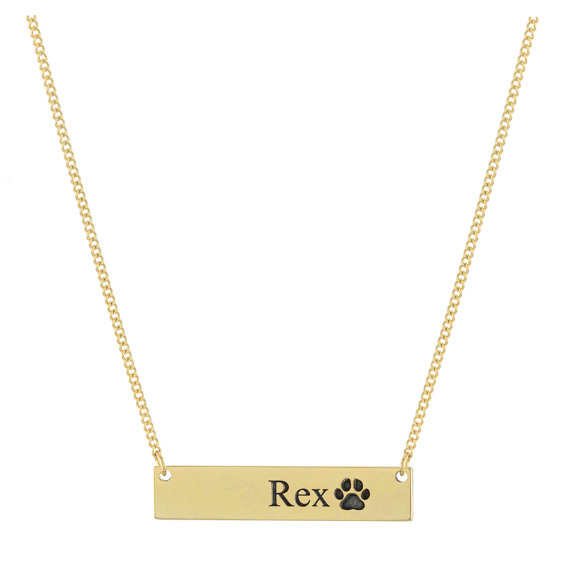 Personalized Dog Paw Name Bar Necklace