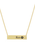 Personalized Dog Paw Name Bar Necklace
