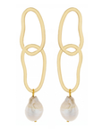 Double Link Pearl Drop Earrings