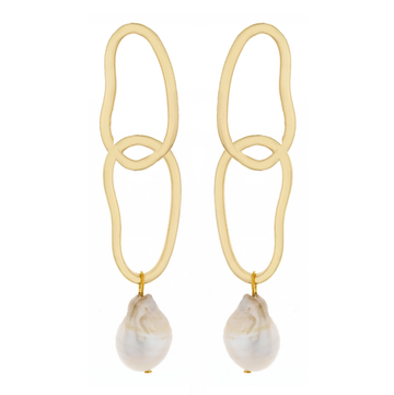 Double Link Pearl Drop Earrings